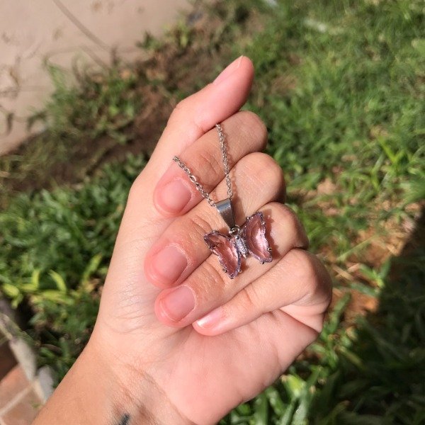 Producto - Conjunto Cadena + Dije Mariposa rosa