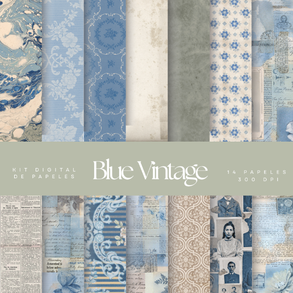 Producto - Archivos Digitales: Papeles Blue Vintage
