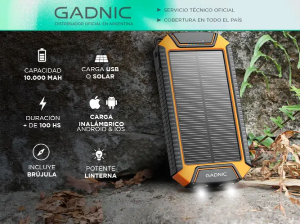 Producto - Cargador de Batería Solar Gadnic Power Bank Inalambrico -Gadnic (BC000060) - 1