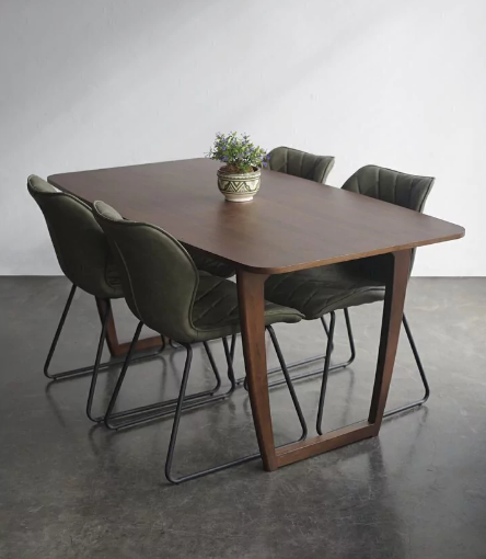 Producto - Mesa de Comedor KWAN, Tapa Y Base De Madera Lustrado Oscuro 160cm!!