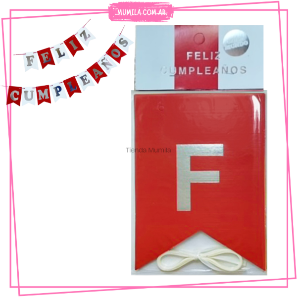 Producto - Banderin Feliz cumpleaños River rojo y blanco