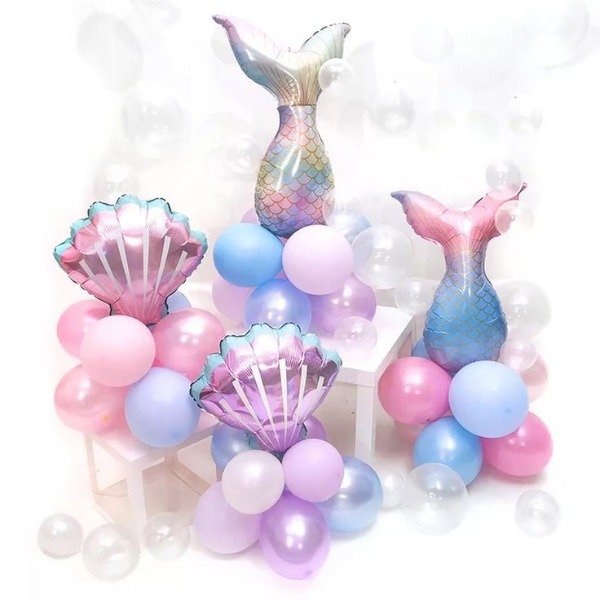 Producto - SET DE GLOBOS COLA DE SIRENA 72 PIEZAS X1