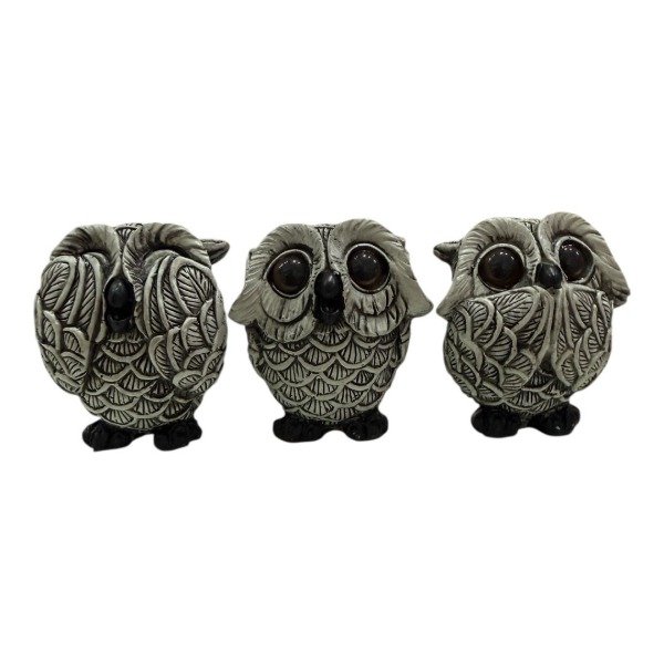 Producto - LECHUZAS SABIAS DE RESINA ( X3 )  - LECHU#35