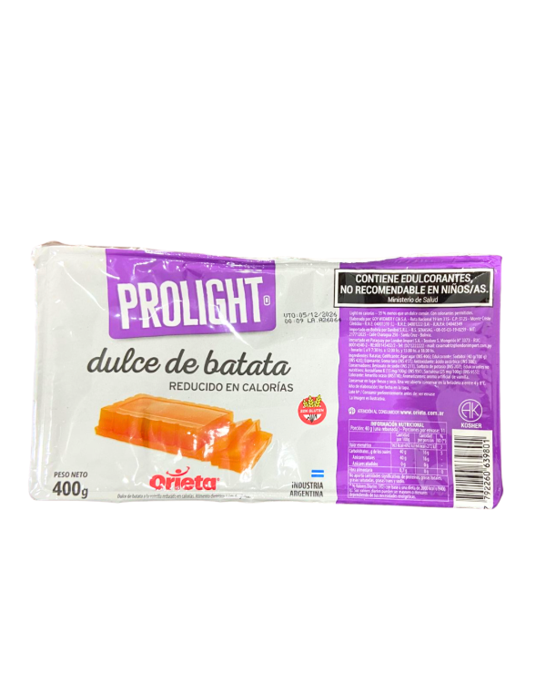 Producto - DULCE DE BATATA SIN AZÚCAR AGREGADA ORIETA 400G