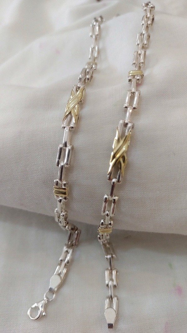 Producto - Pulsera Plata y Oro con aplique en X y barritas