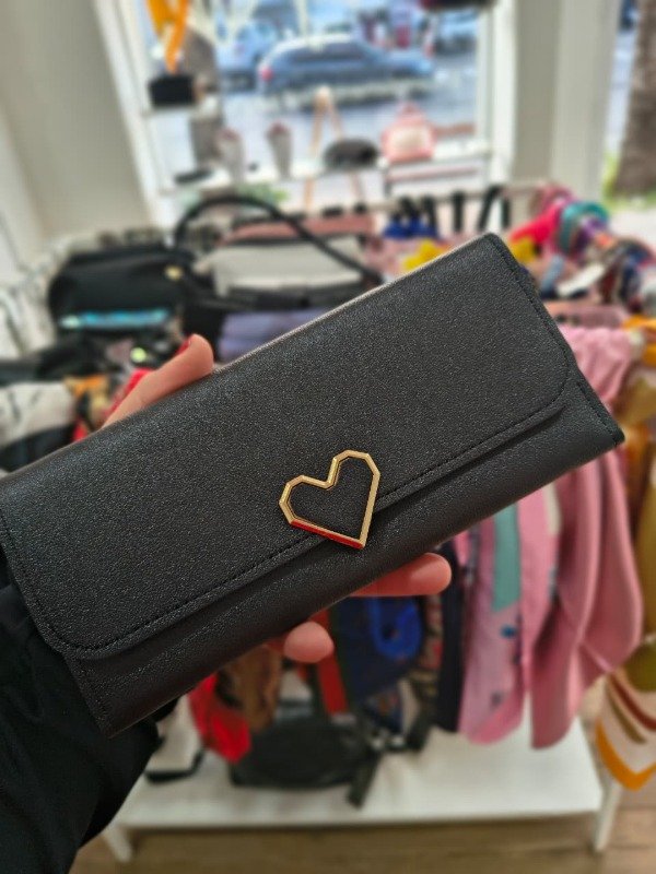 Producto - Billetera tarjetero negro corazon
