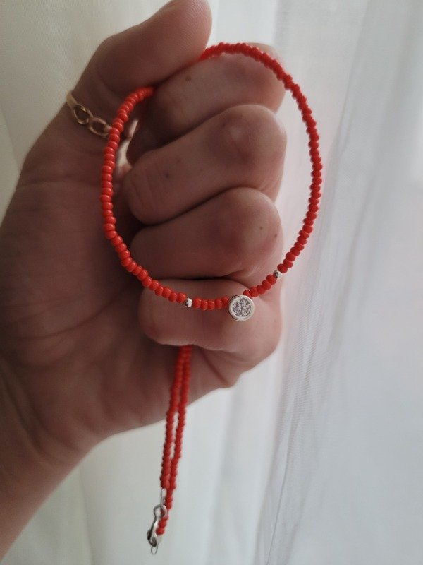 Producto - Gargantilla susanito con mosquetones rojo Plata 925 - 40 cm