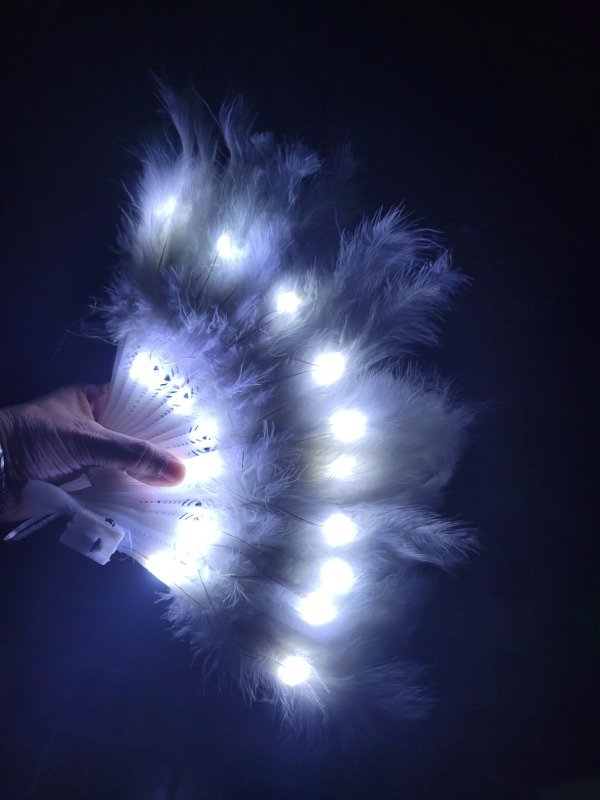 Producto - Abanicos Plumas BLANCAS Led x 10