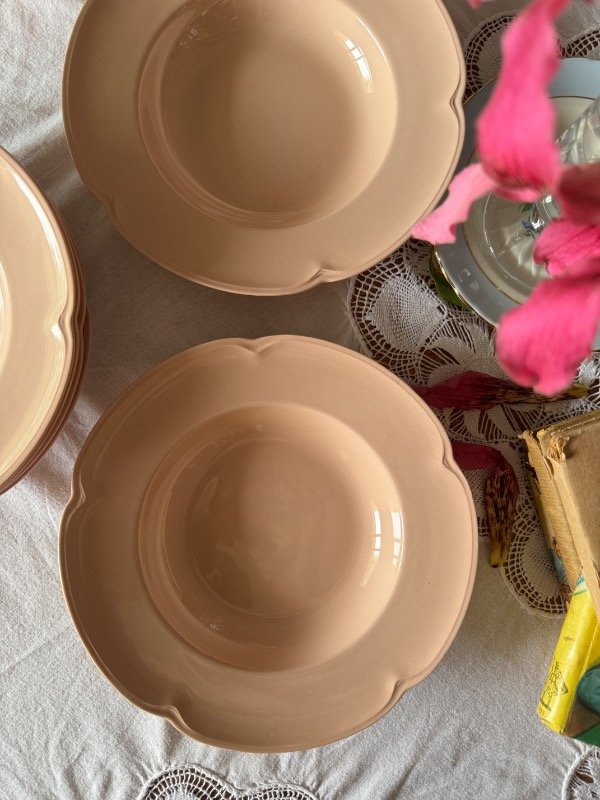 Producto - 6 Platos hondos de loza inglesa Johnson bros rosa