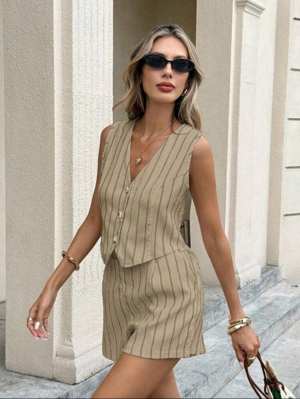 Producto - Conjunto Shein Frenchy Chaleco y Short rayado