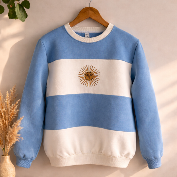 Producto - Buzo Frisa peinada Celeste y Blanco