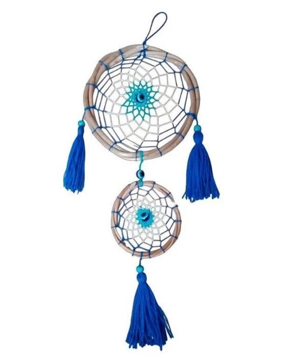 Producto - Atrapa sueños de mimbre doble ojo turco 13x30cm