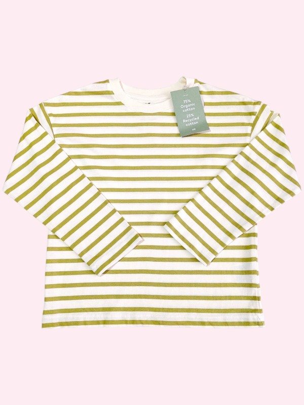 Producto - Remera manga larga color verdes con rayas blancas HYM 5/6 años