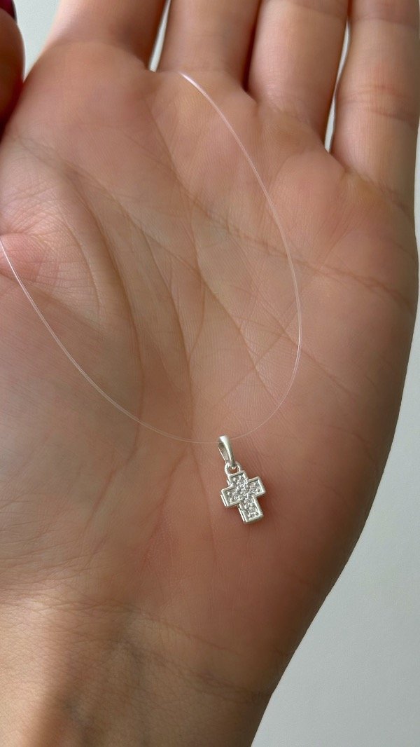 Producto - Tanza dije cruz cubic 1cm P925 - 1