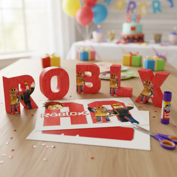 Producto - Kit Imprimible Letras 3D Editables + PDF de Roblox