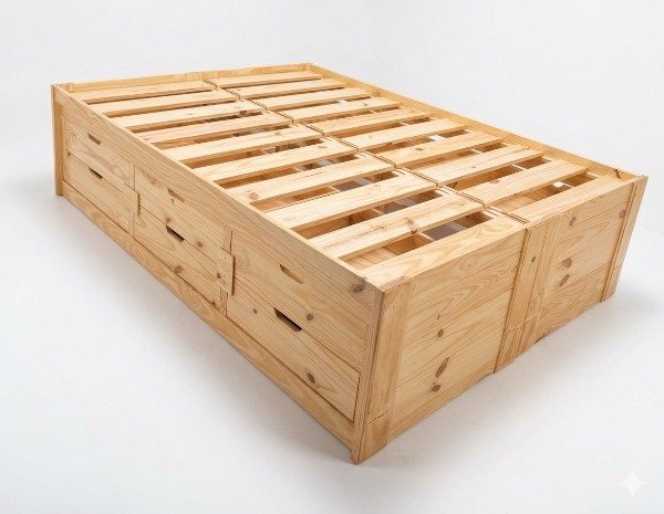 Producto - Cama box una plaza 6 cajones