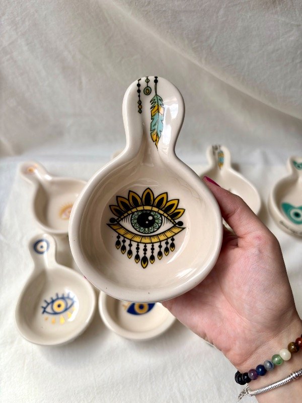 Producto - Sahumador de cerámica ojo con hojas