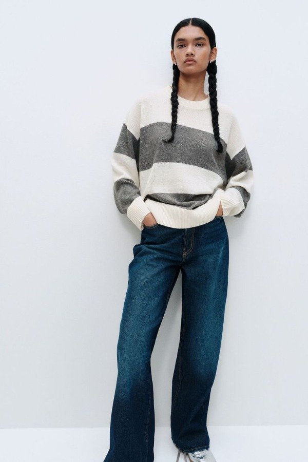 Producto - Sweater HyM combinado gris y natural