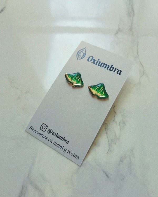 Producto - Mini Aretes Ginkgo (plateado y verde)