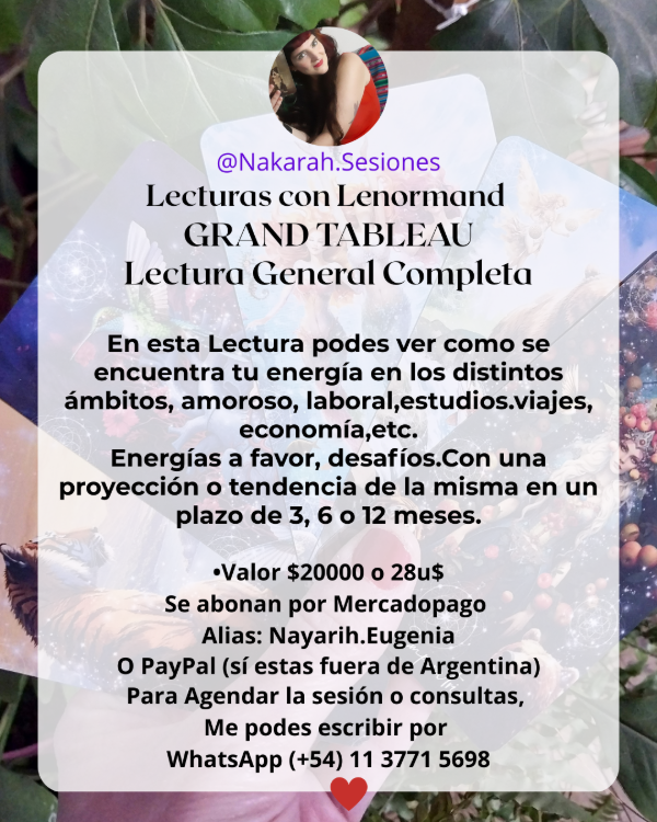 Producto - Lectura Grand Tableau +3 Preguntas Libres