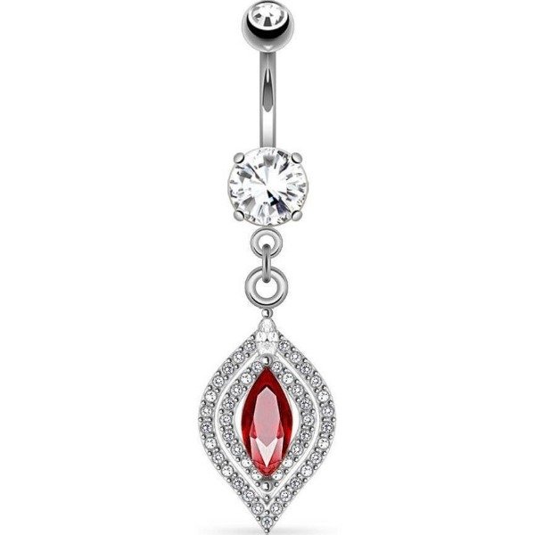 Producto - Piercing Ombligo Colgante Cristal Gota Rojo