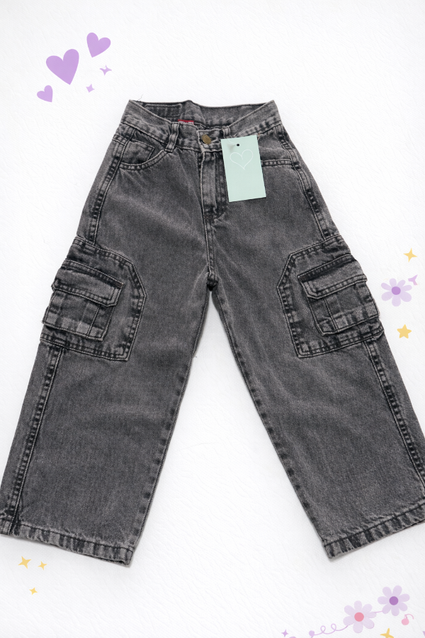 Producto - Wide leg cargo denim gris GR2