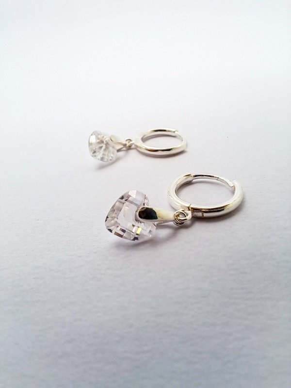 Producto - Aros Argollas Dije Corazón Cristal