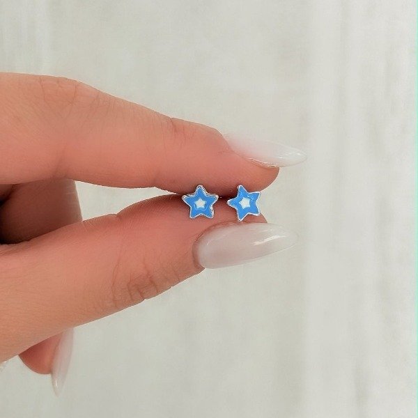 Producto - Aros abridores estrella celeste esmaltada