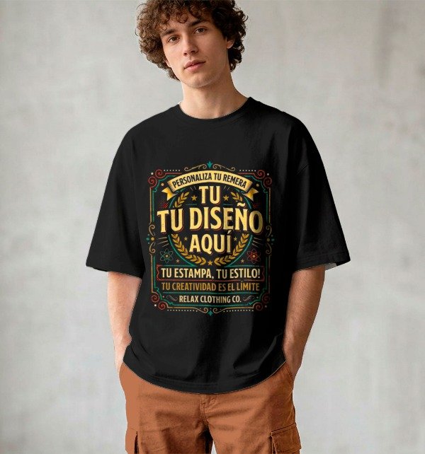 Producto - Remera Oversize Negra Estampa tu diseño