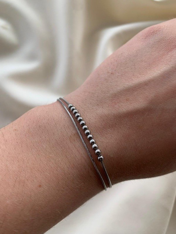Producto - Pulsera Doble Cadena 18 a 22cm - Acero quirurgico