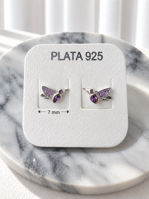 Producto - Aros colibrí con cubics amatista - 2