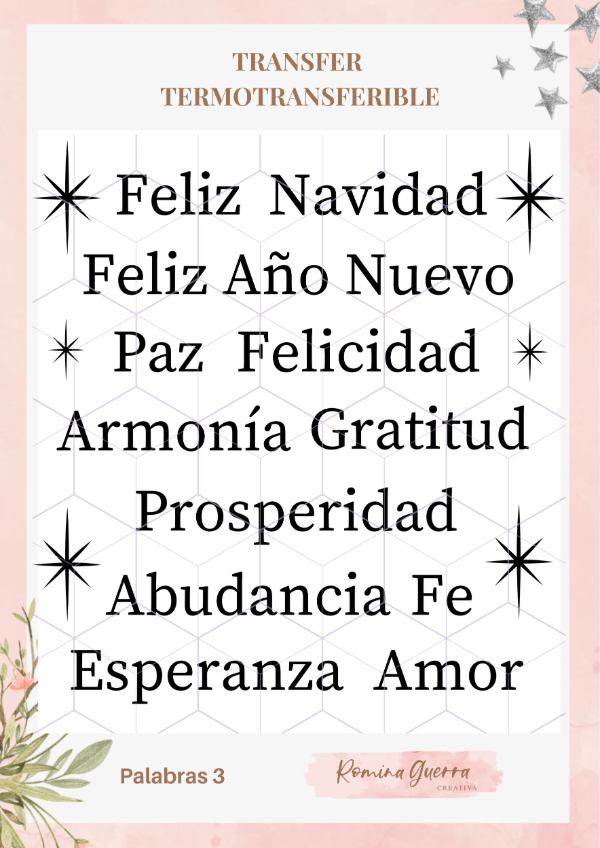 Producto - Transfer termotransferible - Palabras 3 Negro