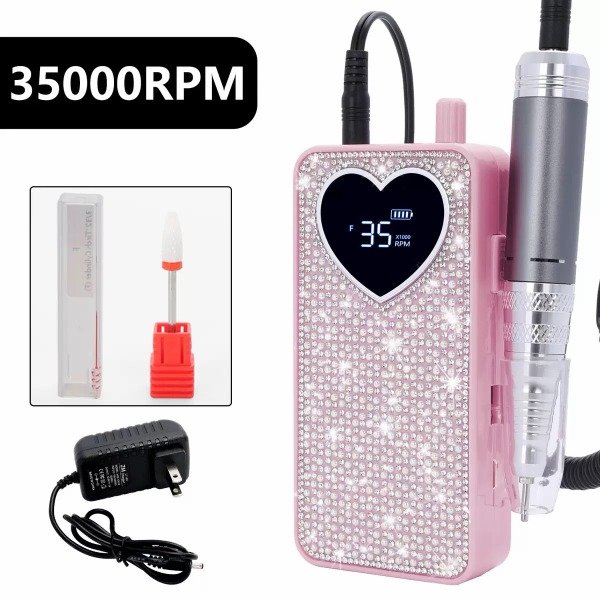 Producto - TORNO INALAMBRICO RECARGABLE CON STRASS BLANCO/ROSA 35000RPM - 1