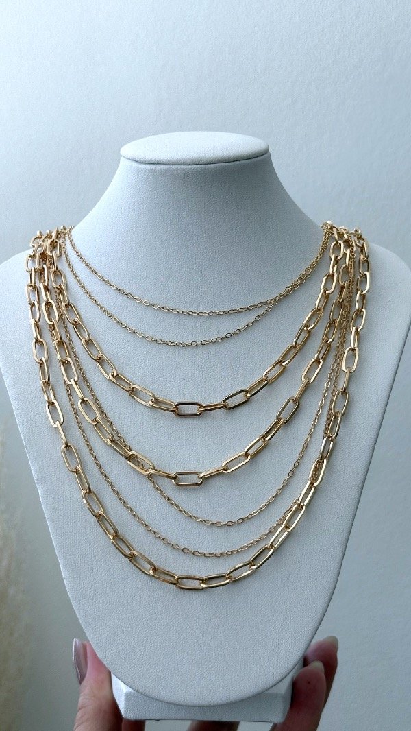 Producto - Collar multi cadenas sin dije ACERO DORADO