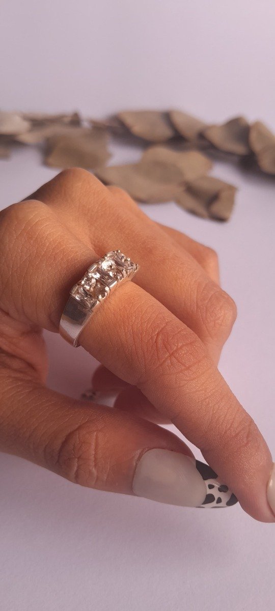 Producto - Anillo plata cubic grandes cuadrados