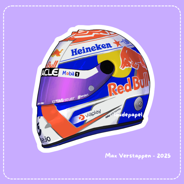 Producto - Casco Max Verstappen 2025 - Sticker de Vinilo