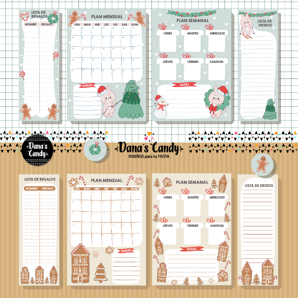 Producto - Kit Plan mensual, plan semanal, lista de deseos y lista de regalos / Conejitos
