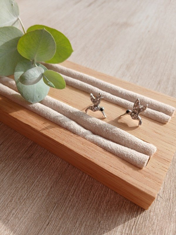 Producto - Aros colibrí plateado