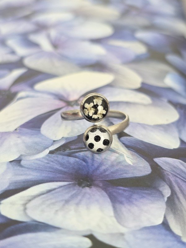 Producto - anillo polka dot - dálmata plateado - 1