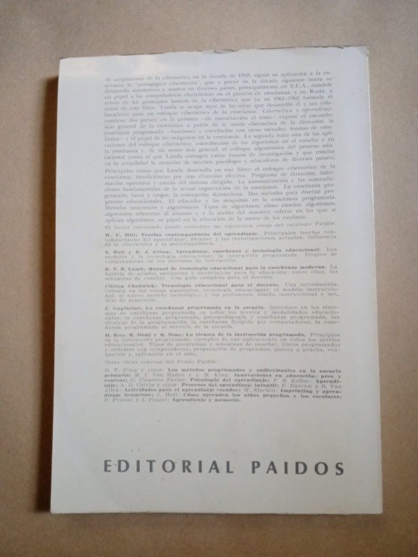 Producto - Cibernética y aprendizaje pedagogía cibernética - L. N. Landa - Paidós 1977 - 1