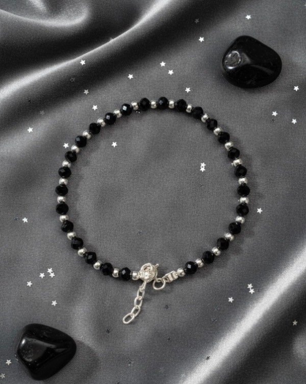Producto - Pulsera cristal de roca + plata 925 Negro