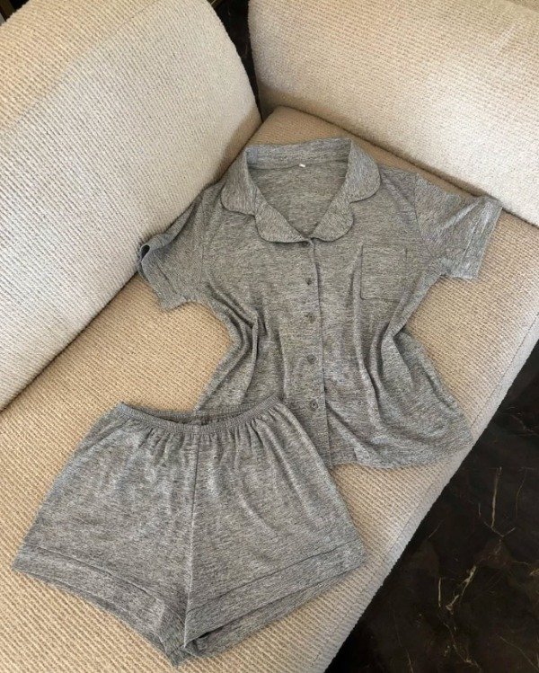 Producto - Pijama camisero corto - Gris - 0