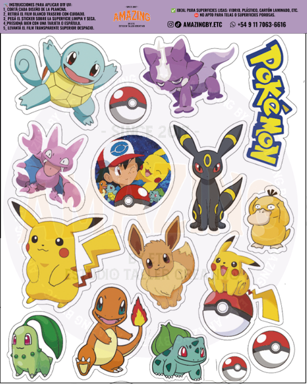 Producto - Pokemon Plancha Stickers premium DTF UV