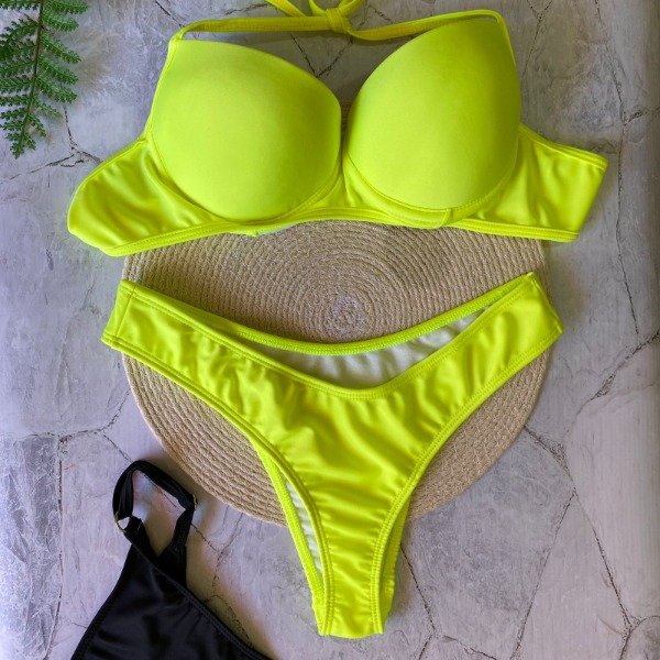 Producto - Bikini push up amarillo flúor- talle 95