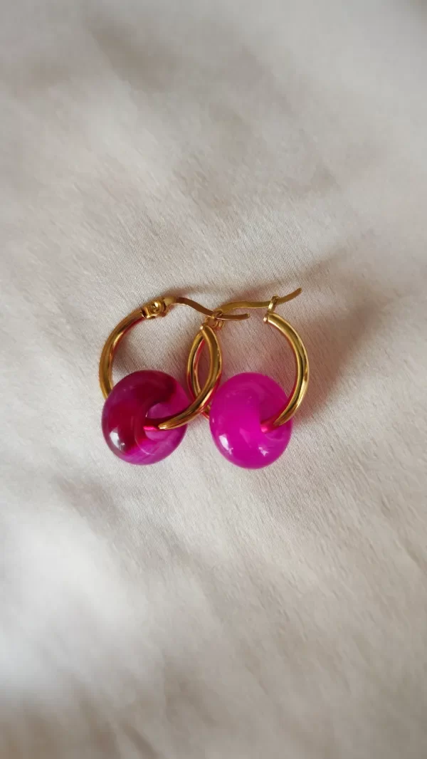 Producto - Aros Almica ÁGATA FUCSIA