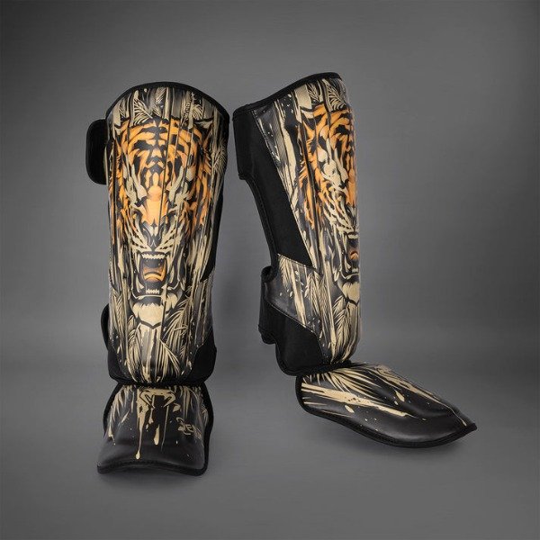 Producto - Venum Tiger Shin Guards Black Neon Orange