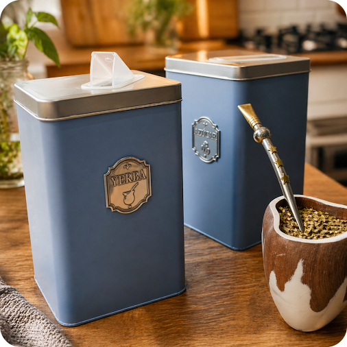Producto - Dúo Latas Yerba y Azúcar Celeste
