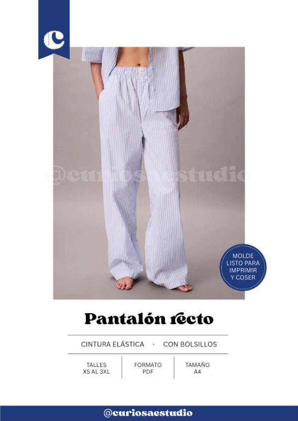Producto - Pantalón recto con cintura elástica - Molde digital - PDF descargable