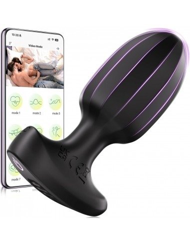 Producto - PLUG ANAL VIBRADOR 9 MODOS CONTROL APP IOS/ANDROID USB 9 CM X 4 CM LOVE SPOUCE
