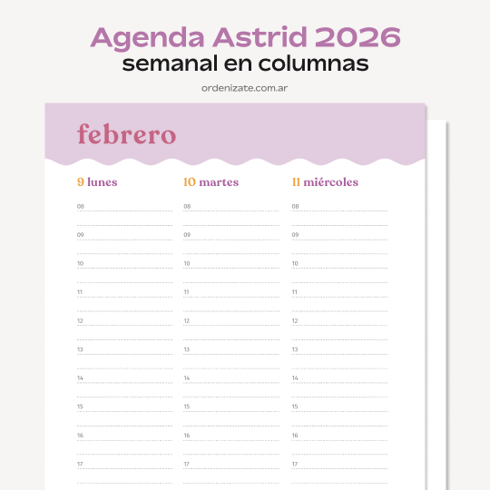 Producto - AGENDA ASTRID 2026 (semanal en columnas)